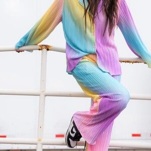 Dressed in Lala Rainbow Daydream Plisse Set NWT